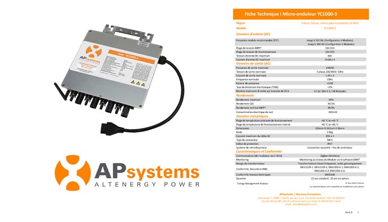 Fiche technique micro-onduleur APS YC1000-3 TRIPHASE